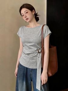 Slimming Waist Tunic Top Short Sleeve T-shirt