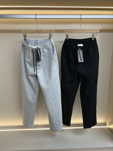 กางเกงวอร์มผู้ชายทรงหลวมสปอร์ตถักนิตติ้งคอตตอนน้ำหนักหนา กางเกงขายาวทรงตรงสบายๆ ฤดูใบไม้ร่วง/ฤดูหนาว กางเกงขายาวทรงหลวมสำหรับผู้ชาย