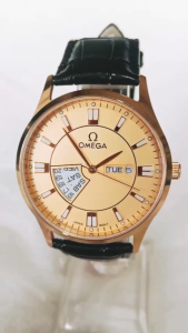 Đồng hồ OMG Nam Chính hãng Side lớn 40mm Mặt vàng.Dây da đen sang trọng .Máy quạt nhật  Hàng mới 100%