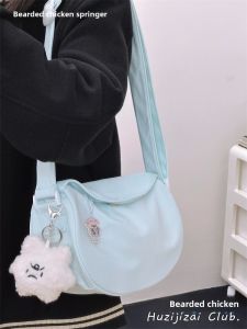 Mini Crossbody Bag Womens Korean Style Simple Commuter Single Shoulder Bag Trendy Youth Nylon Material Magnetic Buckle Closure