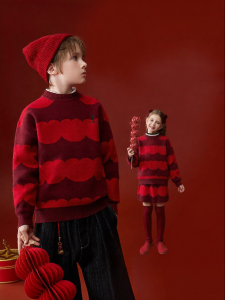 Ask Junior | New Year Greeting Warm Kids Red Sweater