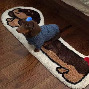 VIKAMA Dachshund Floor Mat Soft Cartoon Bedroom Bedside Rug Cute Living Room Cloakroom Strip Rugs Home Decoration