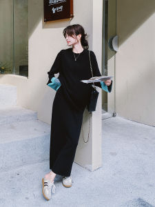 New Chinese Style Color Block Black Set Dress Womens Autumn 2025 Sweatshirt Mini Skirt Casual Two-Piece Set Fashionable