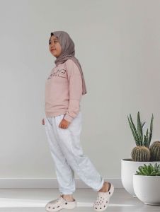 Celana jogger Sweatpants baggy wanita training korean style