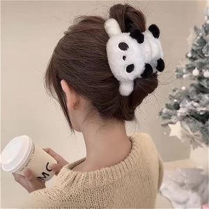 Kẹp Tóc Lông Thú Bông Hình Gấu Trúc Dễ Thương Hai Mặt Dành Cho Nữ Bé Gái Kẹp Tóc Hình Cá Mập Hoạt Hình Thời Trang Phụ Kiện Tóc Dùng Được Quanh Năm