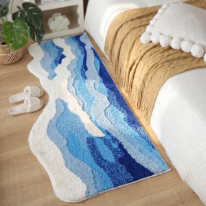VIKAMA Wavy Shaped Imitation Cashmere Carpet Soft Non Slip Floor Mat Bedroom Cloakroom Decor Home Interior Decoration