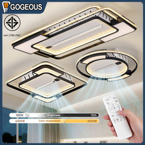 Gogeous 125W 78W 63W black ceiling fan with light and remote 6-speed wind ceiling light with fan 3 color dimming ceiling fan with led light for bedroom living room