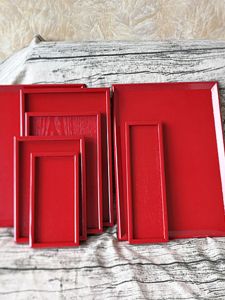 Red Wooden Tray Rectangular And round Wedding Celebration Tea And Wine Serving Tray Cup Holder Chinese Style Adult Dinnerware