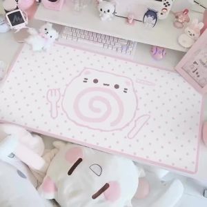 Sweet Pink Polka Dots PU Leather Waterproof Mousepad Office Desk Mat Mouse Pad Computer Speed Type Carpet Mat Laptop Keyboard
