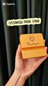 【Mach Photo】Customised Wooden Phone Stand Free Engraving Christmas Birthday Icon Logo Event Farewell Corporate Gift