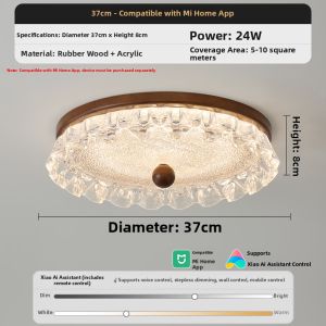 FANZHEN | Vintage Walnut-colored Round Light for Bedroom and Study Full Spectrum Eye-protecting