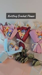 Korean Style Knitting Crochet Flower Bouquet Bouquets Gift Birthday Crochet Flower Graduation Bouquets Flowers Bouquet Gift Knitted Flower Bouquet Graduation Gift Surprise Flower Valentines Day Mothers Day Teachers Day Anniversary Gifts