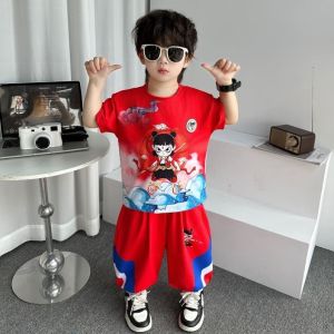 Childrens Zheta Short Sleeve Outfit Glowing T-Shirt Mosquito Repellent Long Pants Summer 2025 Style Casual Sportswear Set