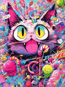 5D DIY Diamond Art Painting Cartoon Colorful Abstract Cat Animals Full Diamond Mosaic Diamond Embroidery Kit Home Decor