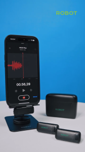 ROBOT RS20 Plus Microphone Wireless with Charging case LED Display 48H Battery Life 1 to 2 Clip And Transmission up to 20M