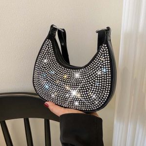 Shiny Diamond Womens Bag 2022 New Fashion Underarm Single Shoulder Saddle Bag High-End Feeling Small Crowded Crossbody Bag