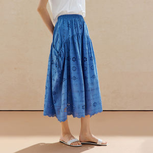 INMAN | French Lace & Embroidered A-Line Skirt 100% Xinjiang Cotton