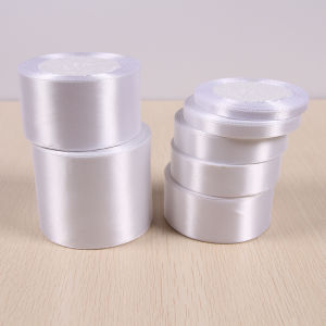 (25 Yards/roll) White Color Single Face Satin Ribbon Wholesale Gift Wrapping Christmas New Year Apparel Sewing Fabric Gift Ribbo