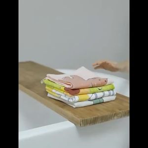 ผ้าเช็ดมือ หน้า ผม เช็ดตัว โต๊ะ จาน เช็ดอเนกประสงค์ ทำความสะอาด (ผ้าฝ้าย+ผ้าขนหนู พิมพ์ลาย) ขนาด 25*50 ซม.