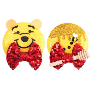 Herocross | Disney Cartoon Winnie the Pooh 3.3Sequins Mouse Ears Bow Clips Glitter Hairpins Girl Festival Christmas Barrettes Hair Accesso