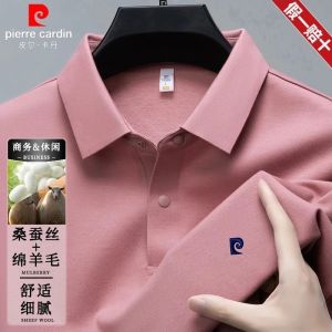 Áo Thun Polo Pierre Cardin Dành Cho Nam Mùa Thu Mới Dài Tay Cổ Bẻ Lót Lông Cừu Cotton Thường Ngày Chống Mài Mòn