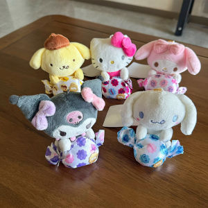 xb Sanrio Hello Kitty Kuromi My Melody Cinnamoroll Plushie Cute Holding Candy Plush Doll Bag Charm bx