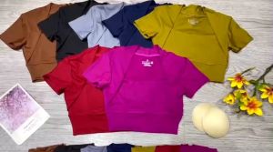 Bộ đồ tập gym yoga aerobic thể thao nữ bao gồm áo thun ngắn tay croptop kèm mút và quần dài chất liệu thun poly BINSPORTS BD235