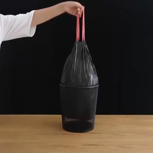 HOMEKING | Plastic Garbage Bag With Drawstring 45cmx45cm15pcs/Roll Garbage Bag With Automatic Closing Rope Plastik Sampah Garbage Plastic Bag 45X45cm Pe Extra Thick Type Drawstring Home Trash Bags Plastik Tong Sampah Bertali Tambah Tebal