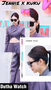 Kacamata Fashion Korea Pria & Wanita KUKU-097 / Kacamata Korea Sunglasses JENNIE + Box & Lap Pembersih Lensa