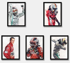 Vettel Schumacher Hamilton Gaslerclaire Driver Poster Racing Star Decorative Painting Painting Frame