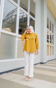 NAURA BLOUSE KEMEJA WANITA POLO LINEN ATASAN WANITA KEKINIAN