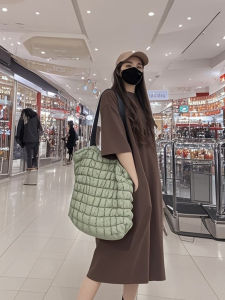 Large Capacity Foldable Bubble Cloud Shoulder Bag Computer Bag Zipper Storage Shopping Bag Commuting Tote Eco Friendly Nylon