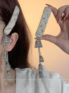 New Chinese Style Bell Tassel Hair Clip Pearl White Moonlight Womens Side Bangs Clip Original Design Hair Accessories