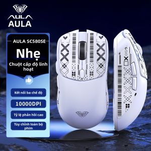 AULA SC580SE Chuột Gaming Không Dây 3 Chế Độ Kết Nối Bluetooth Có Dây RGB Nhẹ 10000 DPI Chính Hãng Cho PC Laptop