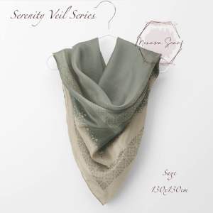 Menawa Serenity Veil Hijab segi empat motif jumbo 130x130 sublime lasercut premium voal