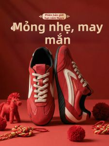 MADEN | Giày Thể Thao Đế Bẳng Phong Cách Retro Đỏ