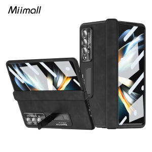 Miimall Case for Samsung Galaxy Z Fold 4 Case with Hinge Protection Galaxy Z Fold 4 5G Cover Built-in Front Screen Film & Camera Lens Protector Shockproof Leather All-Inclusive Kickstand Case for Galaxy Z Fold 4 Cover