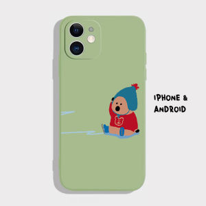 New 17Pro Ice Skating Bear iPhone14ProMax Simple Silicone Full Cover Soft Shell Compatible with Apple 16/13Pro Cute Cartoon 11 Huawei P50Pro Redmi K40