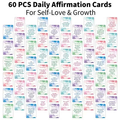 60pcs Encouragement CardsBlank Back For WritingPositive Affirmation Cards For Self-Love Personal GrowthGift For FriendFamily