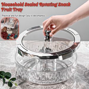 Household Sealed Rotating Snack Fruit Tray Transparent Rotatable Storage Box Living Room Snack Candy Dessert Box