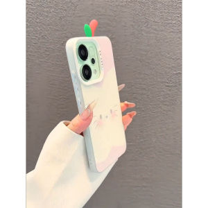 OPPO Reno 14 5G Case OPPO Reno 14 Pro 5G Case Cute Apples branch Kitty Cats Matte Shockproof Case Soft Silicone Edge Phone Case for Girls Students