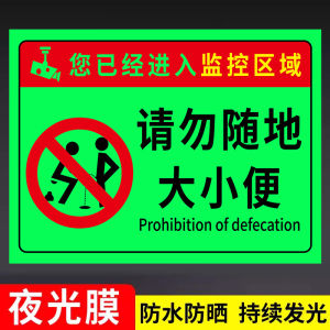No Peeing Or Pooping Sign Night Light Warning Plaque No Urinating Here Warning Sticker Do Not Pee in This Area Glow in the Dark Plaque