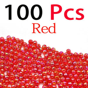 Topranc 100Pcs Fishing Beads 6mm Round Float Balls Stopper Rigging Beads for Tackle Assorted Plastic Glass Glow Bead DIY Kit