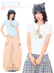 MKGO | Star-printed Angel-design T-Shirt