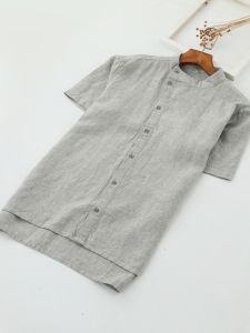 VIPIN | Pure Linen Short Sleeve Shirt Mens Summer Thin Breathable Half Sleeve New Chinese Style National Trend Mens Clothing Top