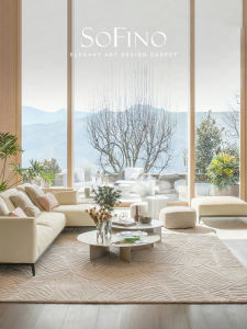 SoFINO | Simplicity and Luxury Minimalist Plain White Handmade Wool Silk Custom Carpet
