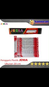 Penggaris Plastik Jenia 20 cm Per Lusin isi 12 Pcs / Garisan Mika pendek 20 sentimeter / Glass Ruler
