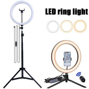 LED Selfie Ring Light Dimmable Photography LED Fill Lighring With Tripod Bluetooth Remote Control For Phone Video Live Recording