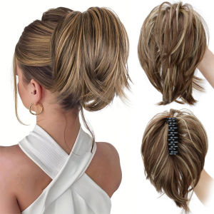 กิ๊บติดผมมวยยุ่งหรูหราสําหรับผู้หญิงต่อผมหางม้าสังเคราะห์ตรงและมวยสูงสวมใส่ง่ายที่สมบูรณ์แบบสําหรับใช้ประจําวัน