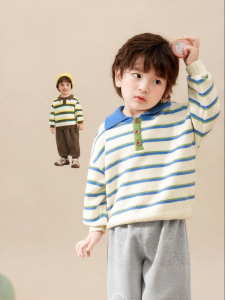 CUTEPANDAS | Áo Sweater Cổ Polo Cho Trẻ Em